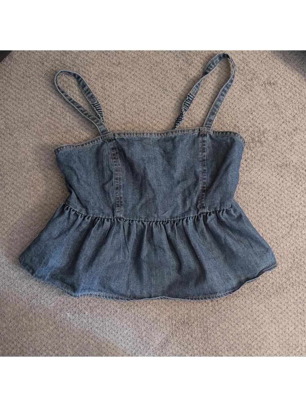 Celebrity Pink Denim Peplum Cami Top – Size XS